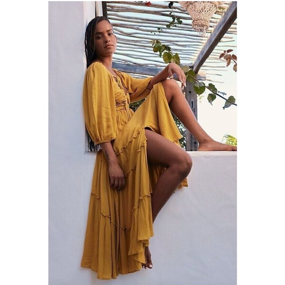 Free People Mustard Maxi Dress